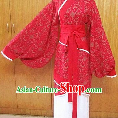 Traditional Chinese Han Dynasty Young Lady Red Hanfu Dress Ancient Princess Costume for Women