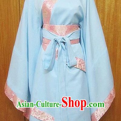 Traditional Chinese Han Dynasty Young Lady Blue Hanfu Dress Ancient Princess Costume for Women