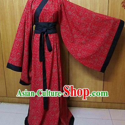 Chinese Traditional Han Dynasty Scholar Wedding Costumes Ancient Nobility Childe Red Robe for Men