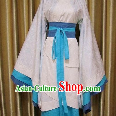 Traditional Chinese Han Dynasty Maidenform White Curving-Front Robe Ancient Princess Costume for Women