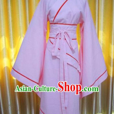 Traditional Chinese Han Dynasty Maidenform Pink Curving-Front Robe Ancient Princess Costume for Women