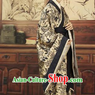 Asian Chinese Han Dynasty Marquise Curving-Front Robe Ancient Traditional Maidenform Costume for Women