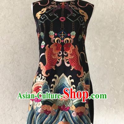 Traditional Chinese Handmade Brocade Costume Tang Suit Embroidered Qipao Dress for Women