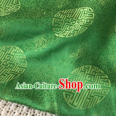 Asian Chinese Traditional Fabric Classical Pattern Green Brocade Cloth Silk Fabric