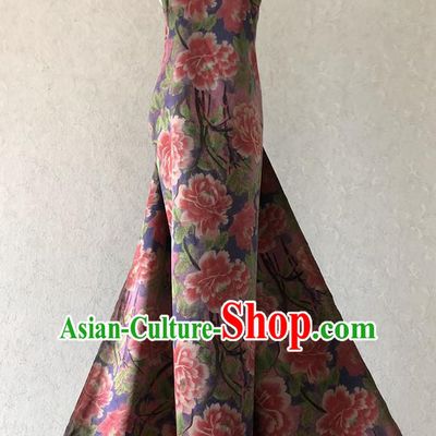 Asian Chinese Traditional Fabric Classical Peony Pattern Brocade Cloth Silk Fabric