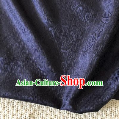 Asian Chinese Traditional Fabric Classical Pattern Navy Brocade Cheongsam Cloth Silk Fabric