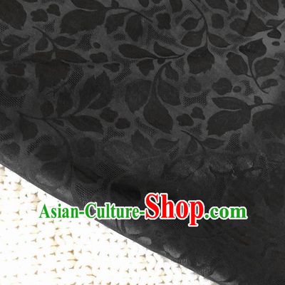 Asian Chinese Traditional Fabric Classical Pattern Black Brocade Cheongsam Cloth Silk Fabric