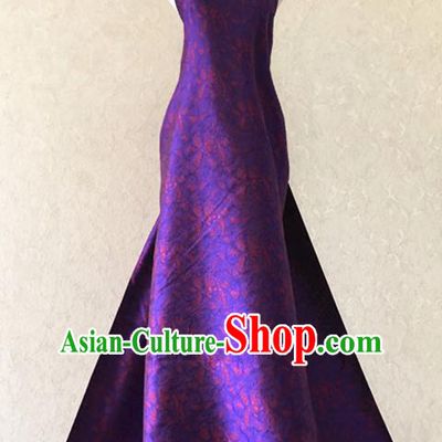 Asian Chinese Traditional Fabric Classical Pattern Purple Brocade Cheongsam Cloth Silk Fabric