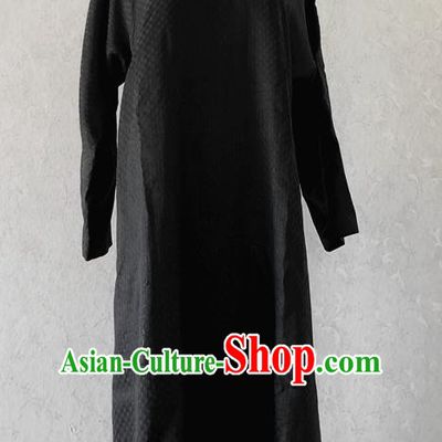 Traditional Chinese Handmade Black Brocade Costume Tang Suit Qipao Dress for Women