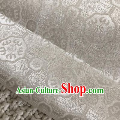Asian Chinese Traditional Fabric Classical Pattern White Brocade Cheongsam Cloth Silk Fabric