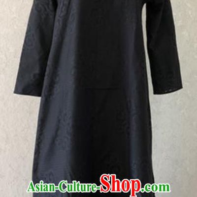Traditional Chinese Handmade Costume Tang Suit Embroidered Black Brocade Qipao Dress for Women
