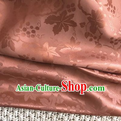 Asian Chinese Traditional Fabric Classical Grape Pattern Pink Brocade Cheongsam Cloth Silk Fabric