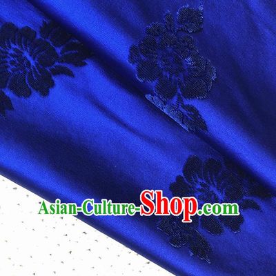 Asian Chinese Traditional Fabric Classical Malus Spectabilis Pattern Royalblue Brocade Cheongsam Cloth Silk Fabric