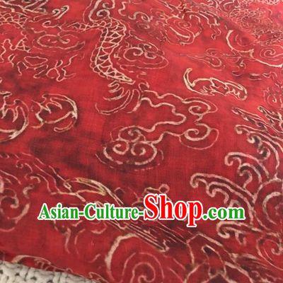 Asian Chinese Traditional Fabric Classical Dragon Pattern Red Brocade Cheongsam Cloth Silk Fabric