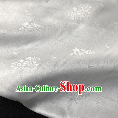 Asian Chinese Traditional Fabric Classical Pattern White Brocade Cheongsam Cloth Silk Fabric