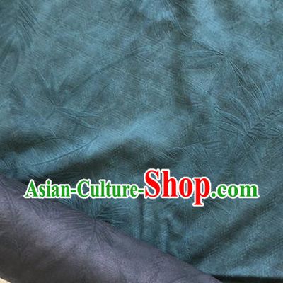 Asian Chinese Traditional Fabric Classical Feather Pattern Green Brocade Cheongsam Cloth Silk Fabric