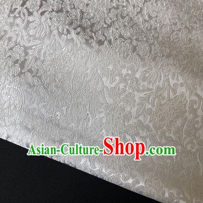 Asian Chinese Traditional Fabric Classical Pattern White Brocade Cheongsam Cloth Silk Fabric