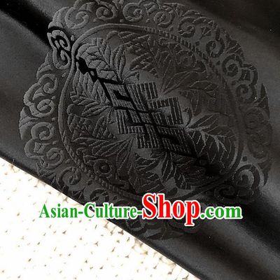 Asian Chinese Traditional Fabric Classical Pattern Black Brocade Cheongsam Cloth Silk Fabric