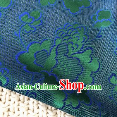 Asian Chinese Traditional Fabric Classical Pattern Green Brocade Cheongsam Cloth Silk Fabric