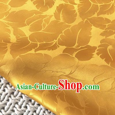 Asian Chinese Traditional Fabric Classical Pattern Yellow Brocade Cheongsam Cloth Silk Fabric