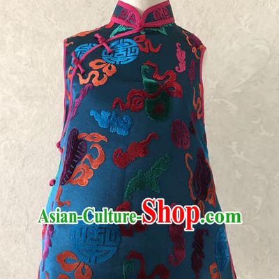 Traditional Chinese Handmade Brocade Costume Tang Suit Embroidered Vest for Women