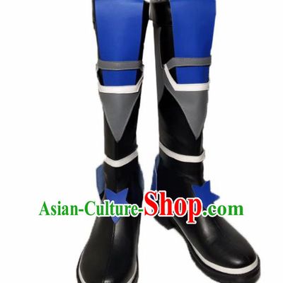 Asian Chinese Cosplay Cartoon Shoes Ancient Swordsman Black Boots for Men