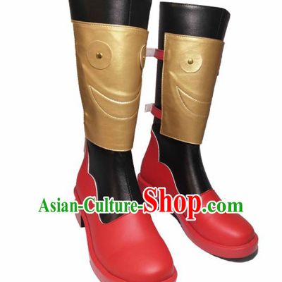 Asian Chinese Cosplay Cartoon General Shoes Ancient Swordsman Red Boots for Men