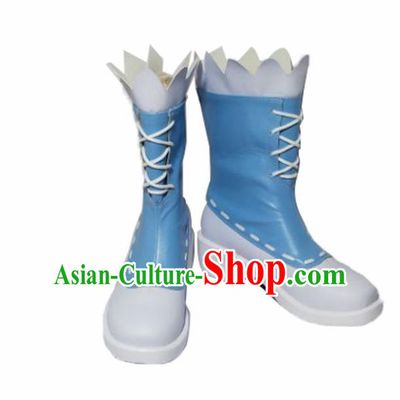 Asian Chinese Cosplay Shoes Cartoon Cowboy Blue Boots for Men