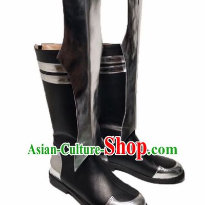 Asian Chinese Cosplay Cartoon Shoes Ancient Swordsman Black Boots for Men