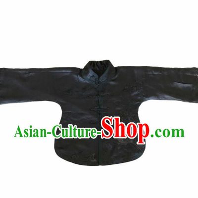 Traditional Chinese Handmade Embroidered Silk Blouse Costume Tang Suit Black Shirt for Women