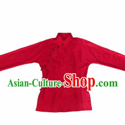 Traditional Chinese Handmade Embroidered Red Silk Costume Tang Suit Blouse for Women