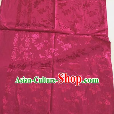 Asian Chinese Traditional Fabric Flowers Pattern Rosy Brocade Cloth