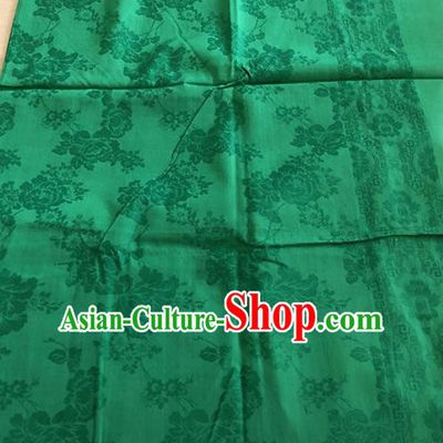 Asian Chinese Traditional Fabric Peony Pattern Deep Green Brocade Cloth Silk Fabric