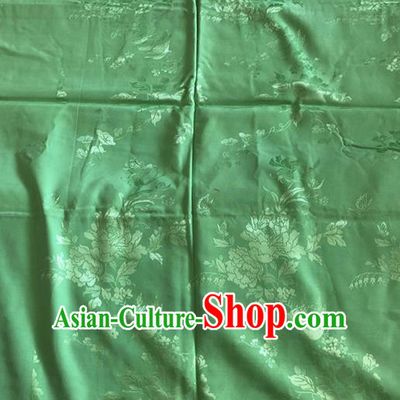 Asian Chinese Traditional Fabric Peony Pattern Green Brocade Cloth Silk Fabric