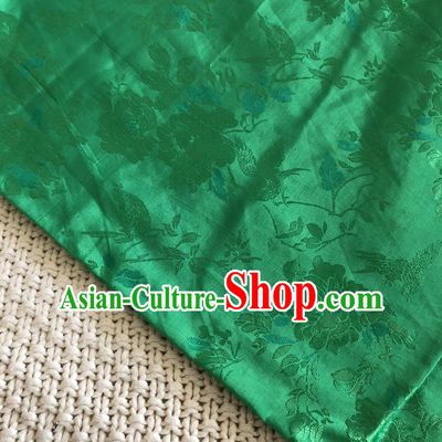 Asian Chinese Traditional Fabric Peony Flowers Pattern Green Brocade Cloth Silk Fabric