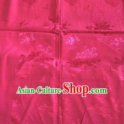 Asian Chinese Traditional Fabric Peony Phoenix Peony Pattern Rosy Brocade Cloth Silk Fabric
