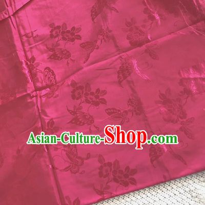 Asian Chinese Traditional Fabric Palace Butterfly Pattern Rosy Brocade Cloth Silk Fabric