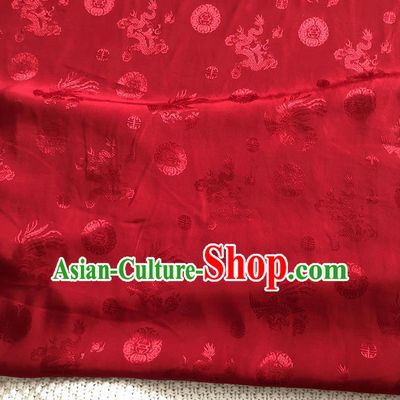 Asian Chinese Traditional Fabric Palace Phoenix Pattern Red Brocade Cloth Silk Fabric