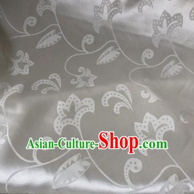 Asian Chinese Traditional Silk Fabric Classical Pattern White Brocade Cheongsam Embroidered Cloth Silk Fabric