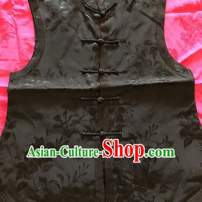 Traditional Chinese Handmade Costume Tang Suit Embroidered Black Vest for Women