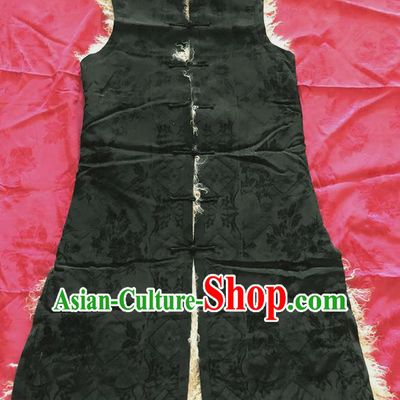Traditional Chinese Handmade Costume Tang Suit Waistcoat Embroidered LaLambswool Long Vest for Women