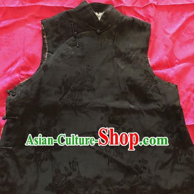 Traditional Chinese Handmade Costume Tang Suit Short Waistcoat Embroidered LaLambswool Vest for Women