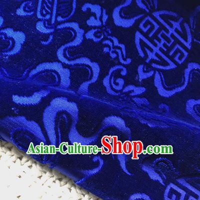 Asian Chinese Traditional Silk Fabric Classical Pattern Royalblue Brocade Cheongsam Cloth Silk Fabric