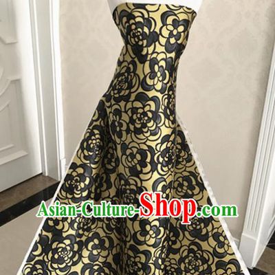 Asian Chinese Traditional Golden Silk Fabric Royal Pattern Brocade Cheongsam Cloth Silk Fabric