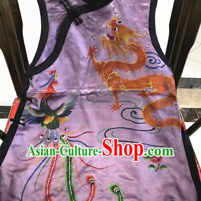 Traditional Chinese Handmade Costume Tang Suit Embroidered Dragon Phoenix Purple Vest for Women