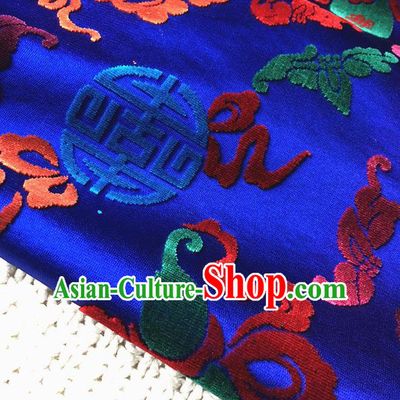 Asian Chinese Traditional Silk Fabric Classical Pattern Royalblue Brocade Cheongsam Embroidered Cloth Silk Fabric