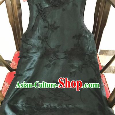 Traditional Chinese Handmade Costume Tang Suit Embroidered Peony Cheongsam Vest for Women