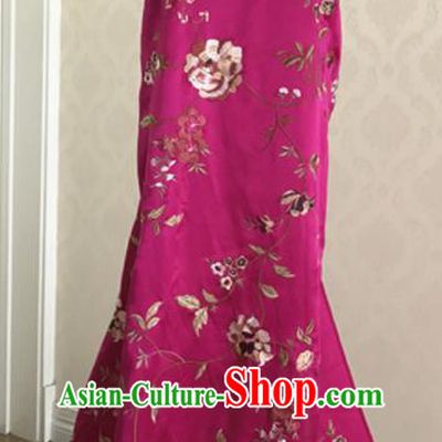 Asian Chinese Traditional Rosy Silk Fabric Royal Pattern Brocade Cheongsam Cloth Silk Fabric