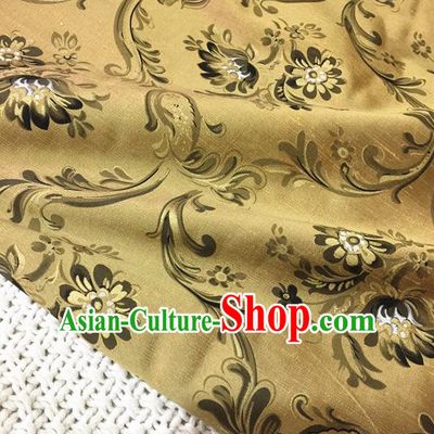 Asian Chinese Traditional Golden Silk Fabric Royal Pattern Brocade Cheongsam Cloth Silk Fabric