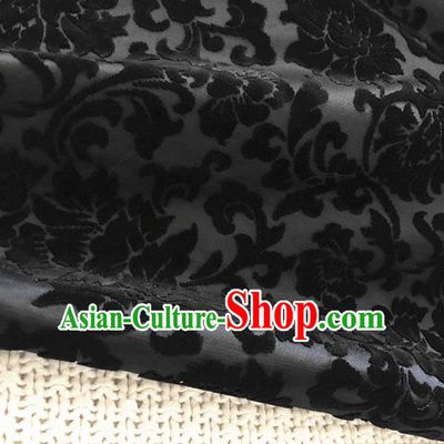 Asian Chinese Traditional Silk Fabric Classical Pattern Black Brocade Cheongsam Embroidered Cloth Silk Fabric